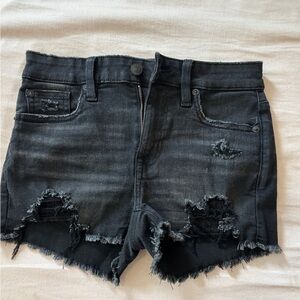 American Eagle Outfitters Black Jean Shorts Distressed High-Waisted